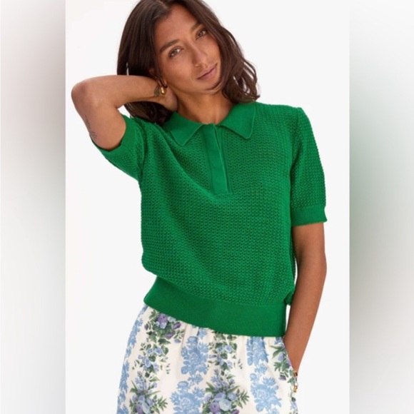 Clare V Tops - NWT Clare V. Augustine Green Knit Polo XL